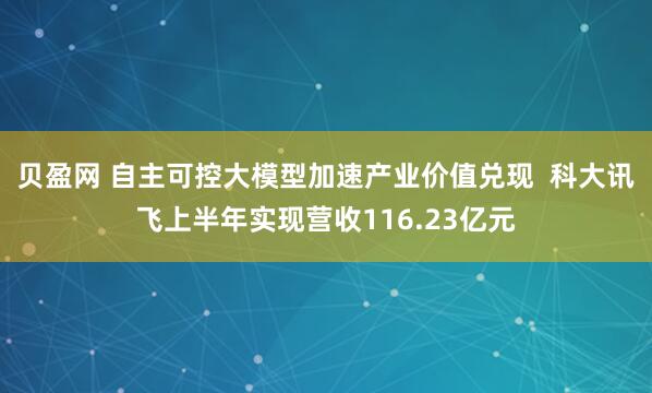 贝盈网 自主可控大模型加速产业价值兑现  科大讯飞上半年实现营收116.23亿元